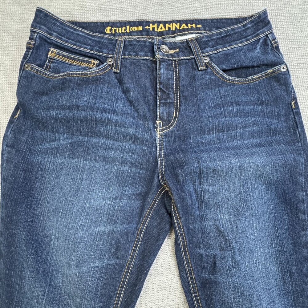 Cruel Womens Size 32/13 S Blue Denim Hannah Flared Leg Jeans Frayed Split Hem - Picture 3 of 13